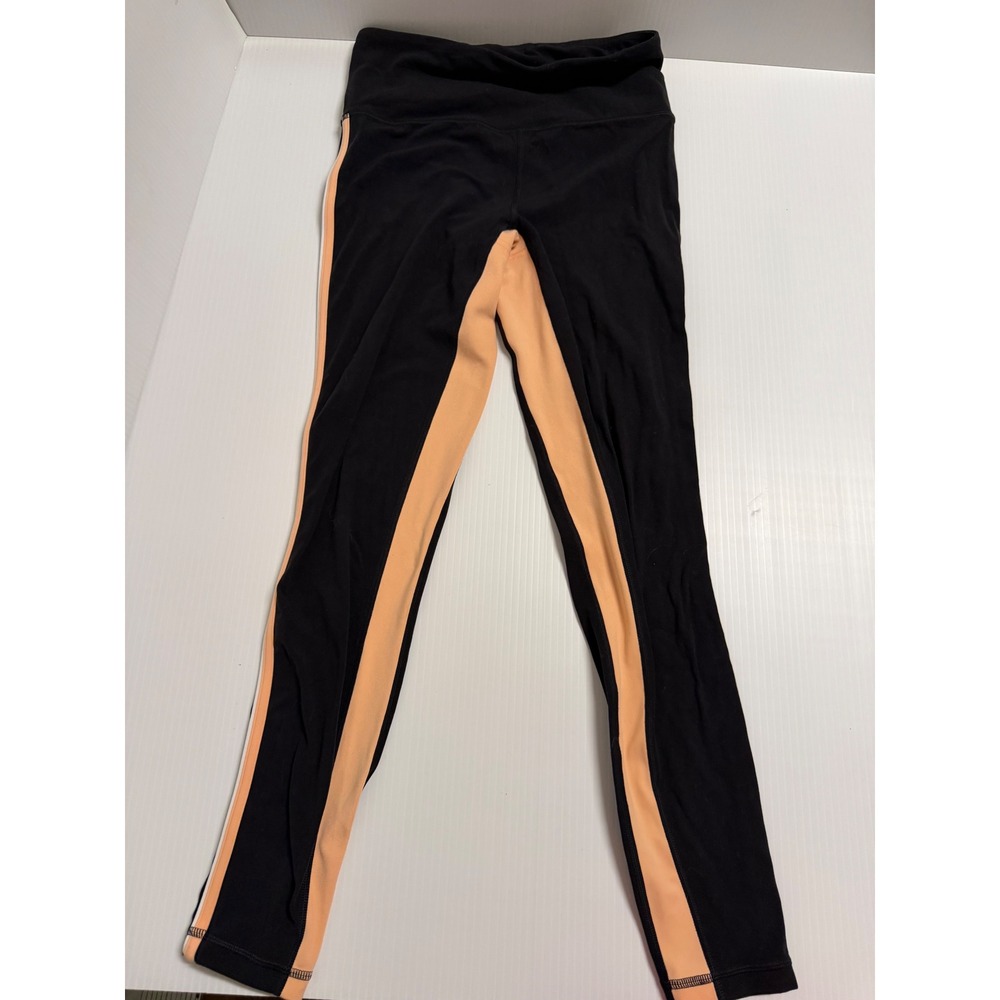 Athleta Ultra High Rise Elation Tight Black Peach Side Stripe Leggings Small S